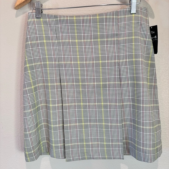 NWT Tahari ASL Women's Pleat-Front Plaid Skirt, size 8, Avocado/Lime,Preppy Fall - Picture 4 of 11